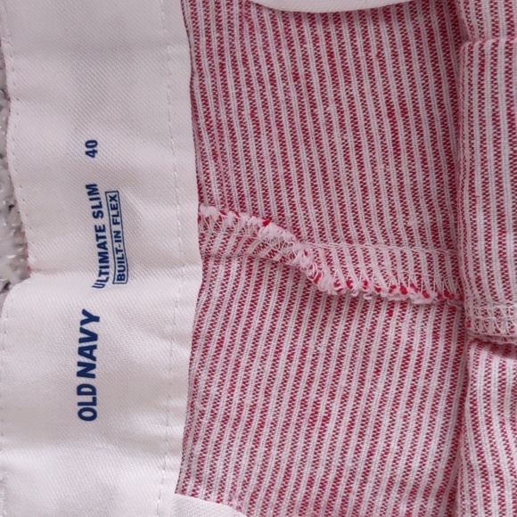 NWT Old Navy Size 40 Ultimate Slim Built In Flex Red Stripe Linen Blend Shorts - Picture 11 of 14